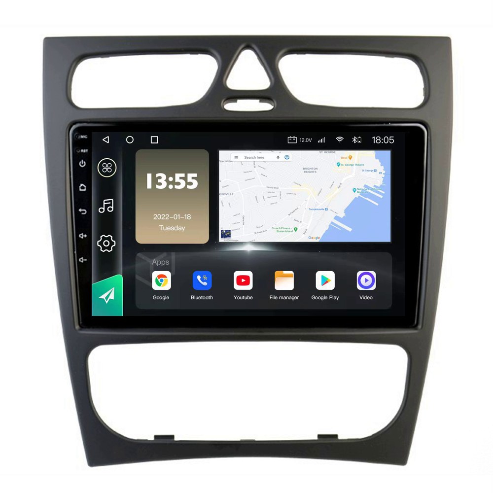 Radio Navegador GPS Android para Mercedes Clase C (9")