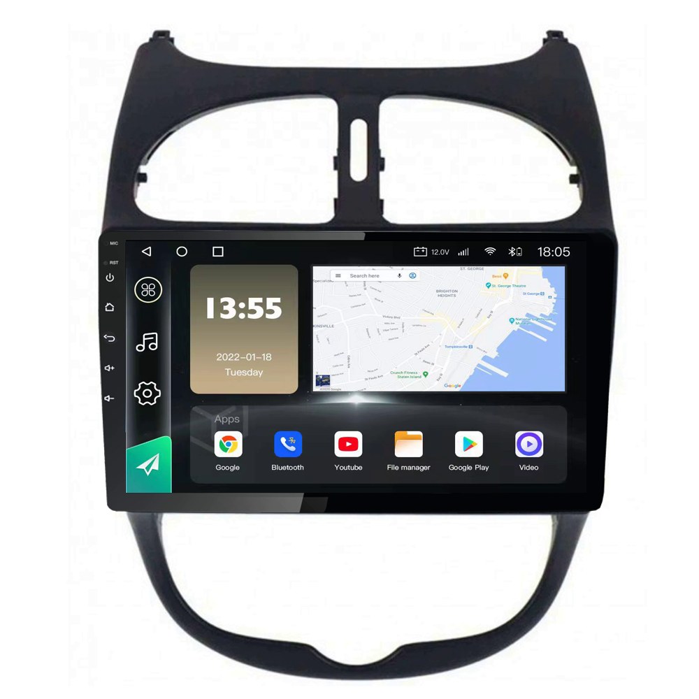 Radio Navegador GPS Android para Peugeot 206 (9")